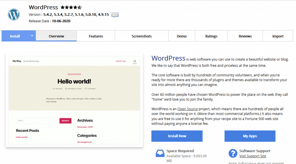 WordPress installation