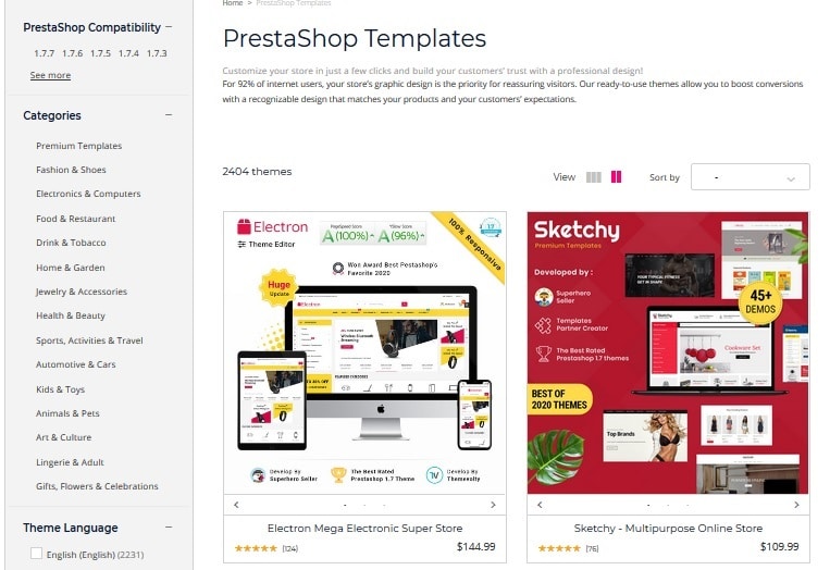 PrestaShop templates